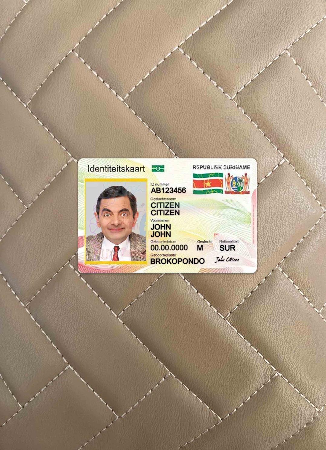 Suriname ID card photolook FRONT PSD template